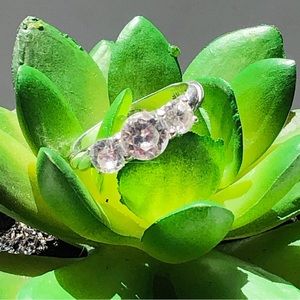 Sterling Silver Three Sparkling Stone Ring